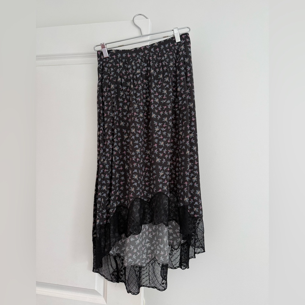 Zadig & Voltaire Joslin Flower Liberty High-Low Noir Skirt
